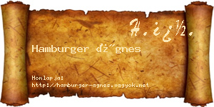 Hamburger Ágnes névjegykártya